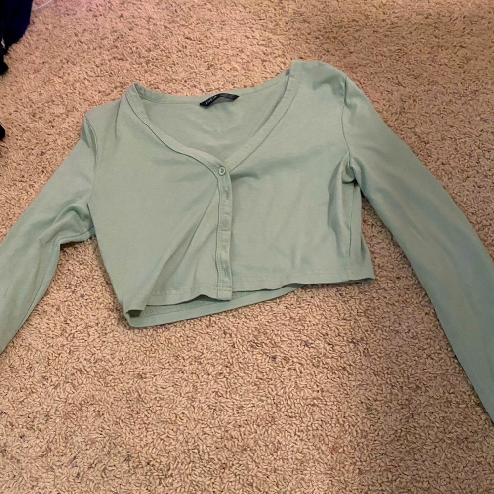Shein green cardigan
